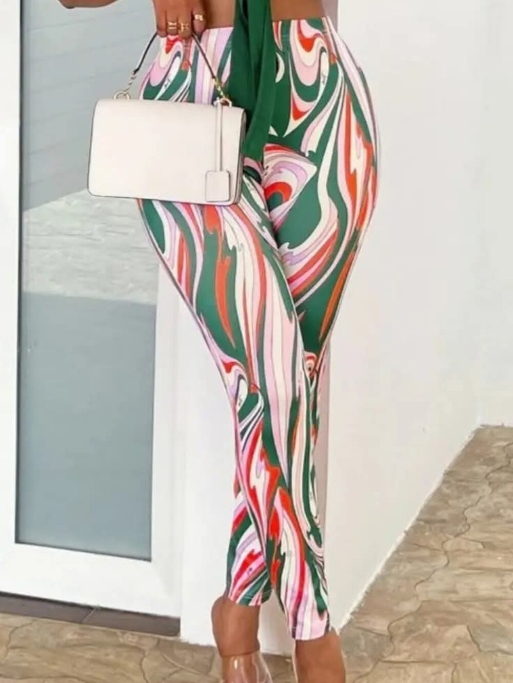 Shein | Green & Orange Ankle Pants